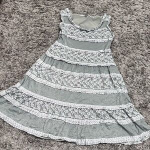 3/$15 Max Studio Grey Lace Overlay Dress Coquette Bohemian Great for Layering
